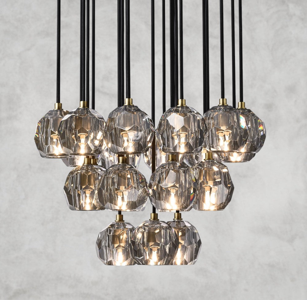 Boule De Cristal Clear/ Smoke Glass Round Cluster Chandelier 14", 19", 24", 30", 40"